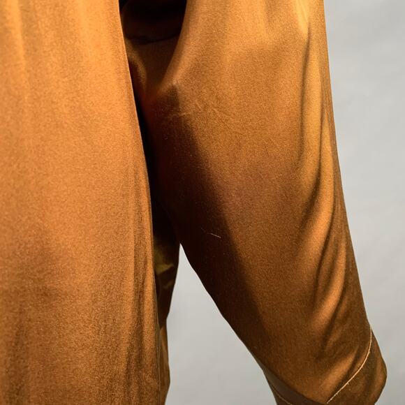 HAIDER ACKERMANN Size S Brown Silk Satin Nehru Collar Hidden Buttons Shirt - Picture 5 of 9